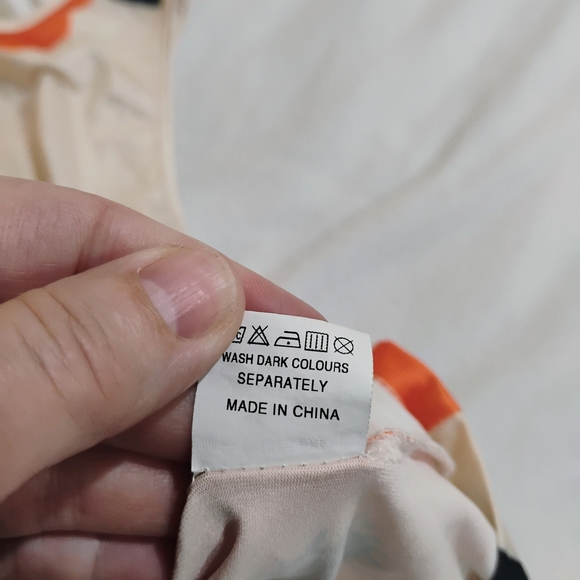 Floral Sleeveless Tank Top - Cream and Orange - Picture 4 of 7